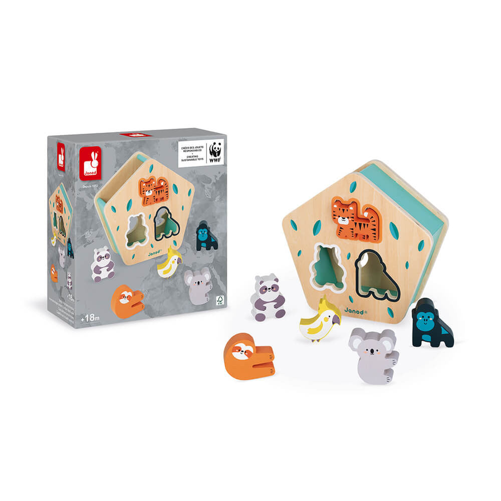 Caja de formas de animales madera WWF Janod