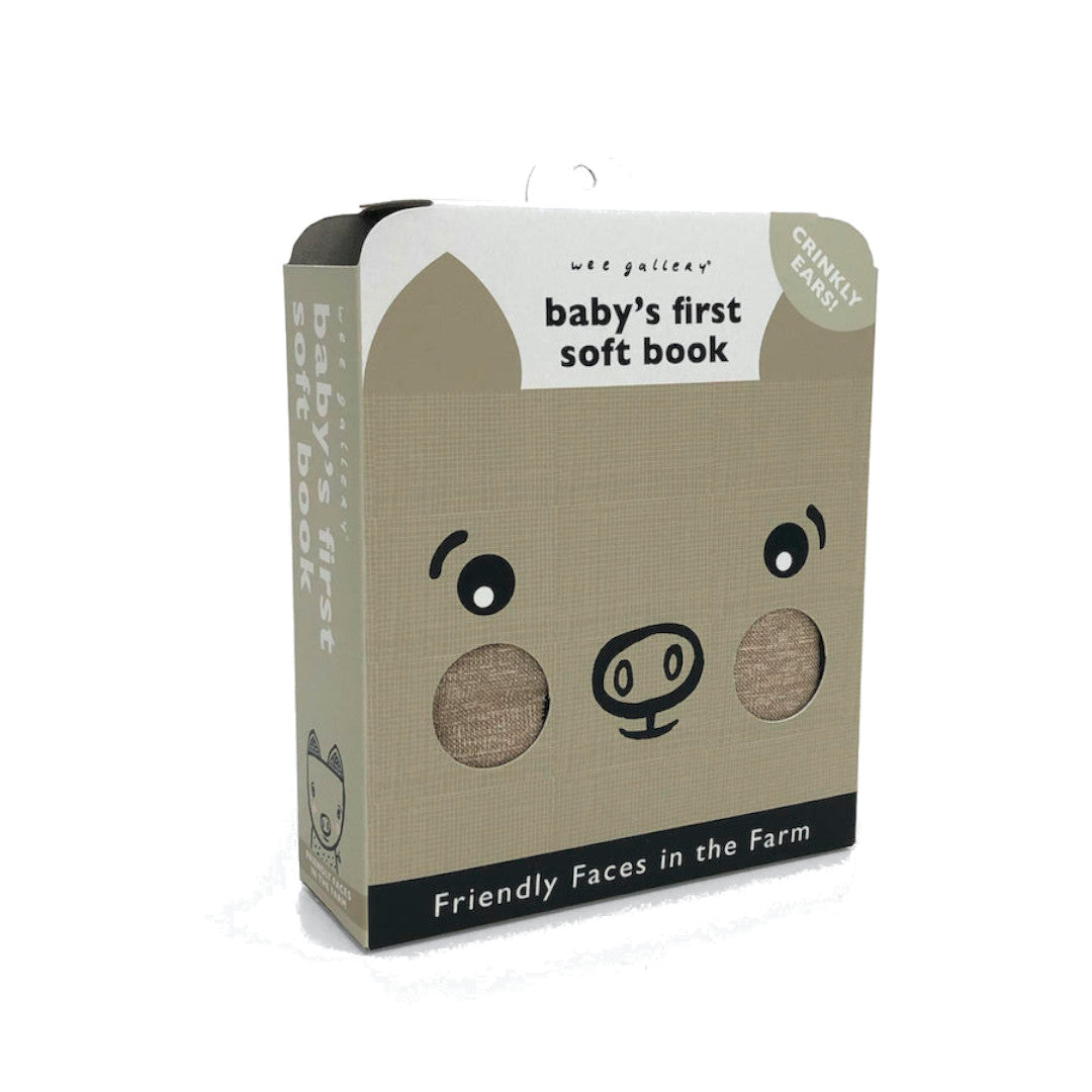 Libro blando de algodón Friendly Faces - Granja Wee Gallery
