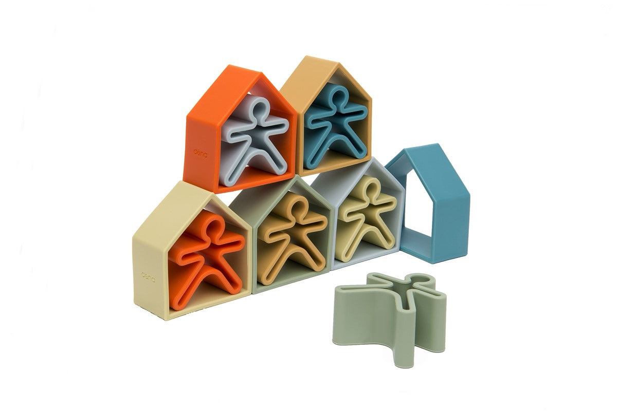 Kit Dena 6 Kids + 6 Houses color Nature