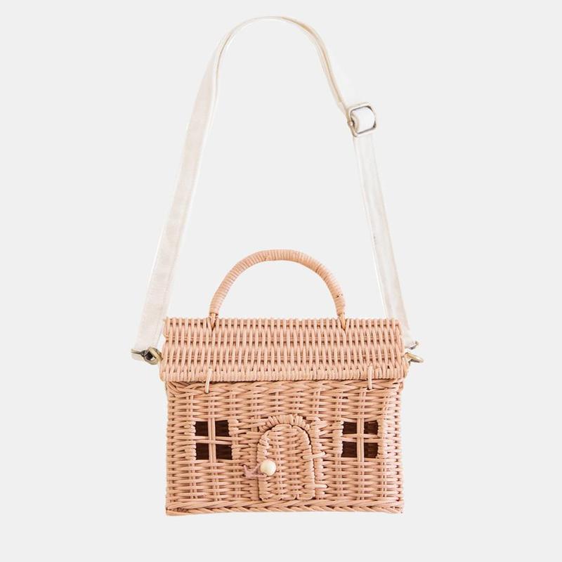 Bolso casa de ratán Rosa Olli Ella