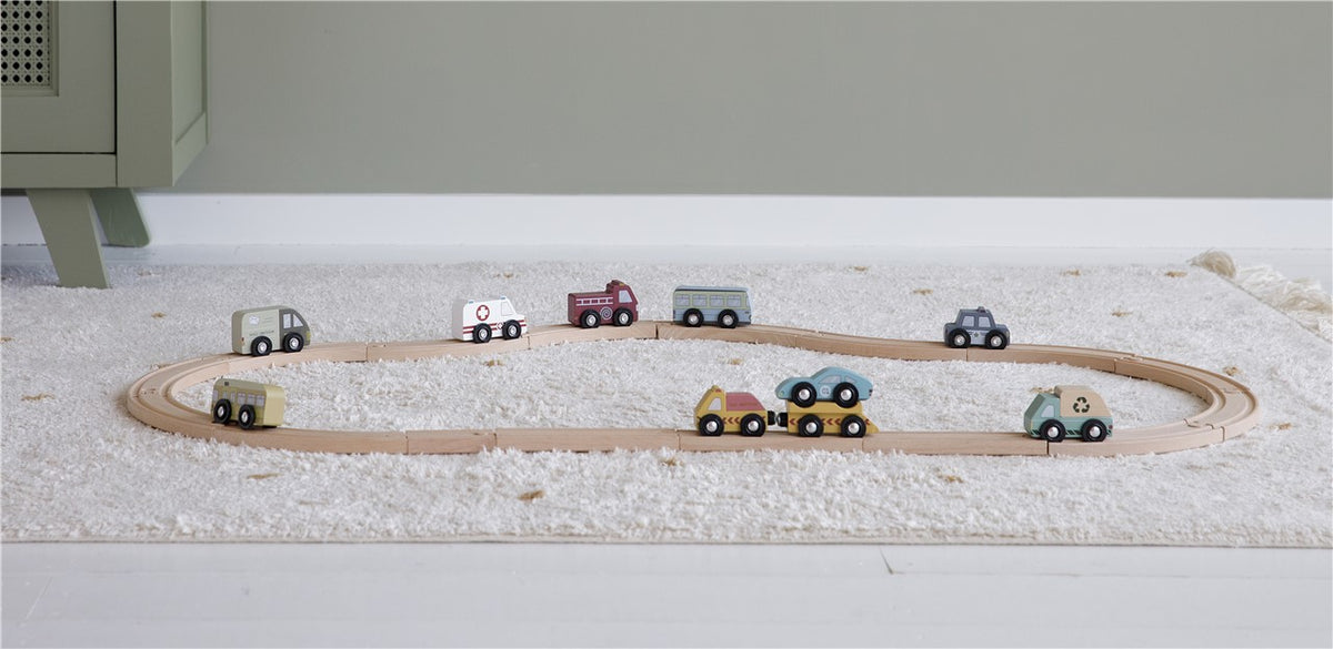 Pack de 9 Vehículos de madera de Little Dutch