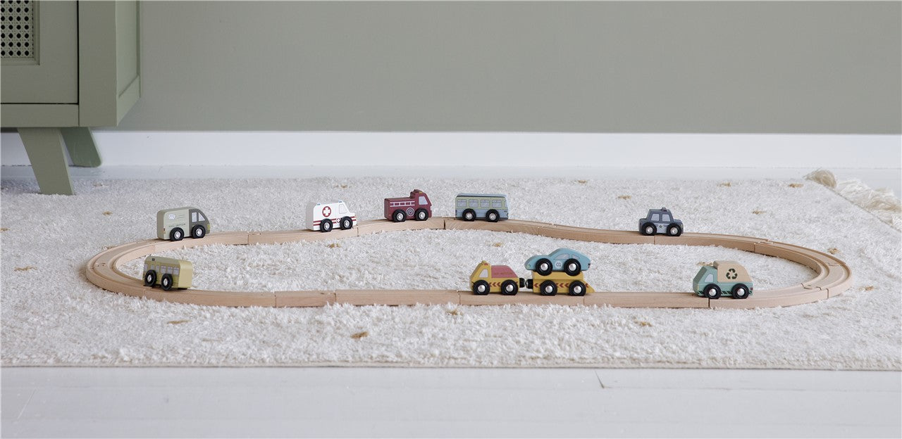 Pack de 9 Vehículos de madera de Little Dutch