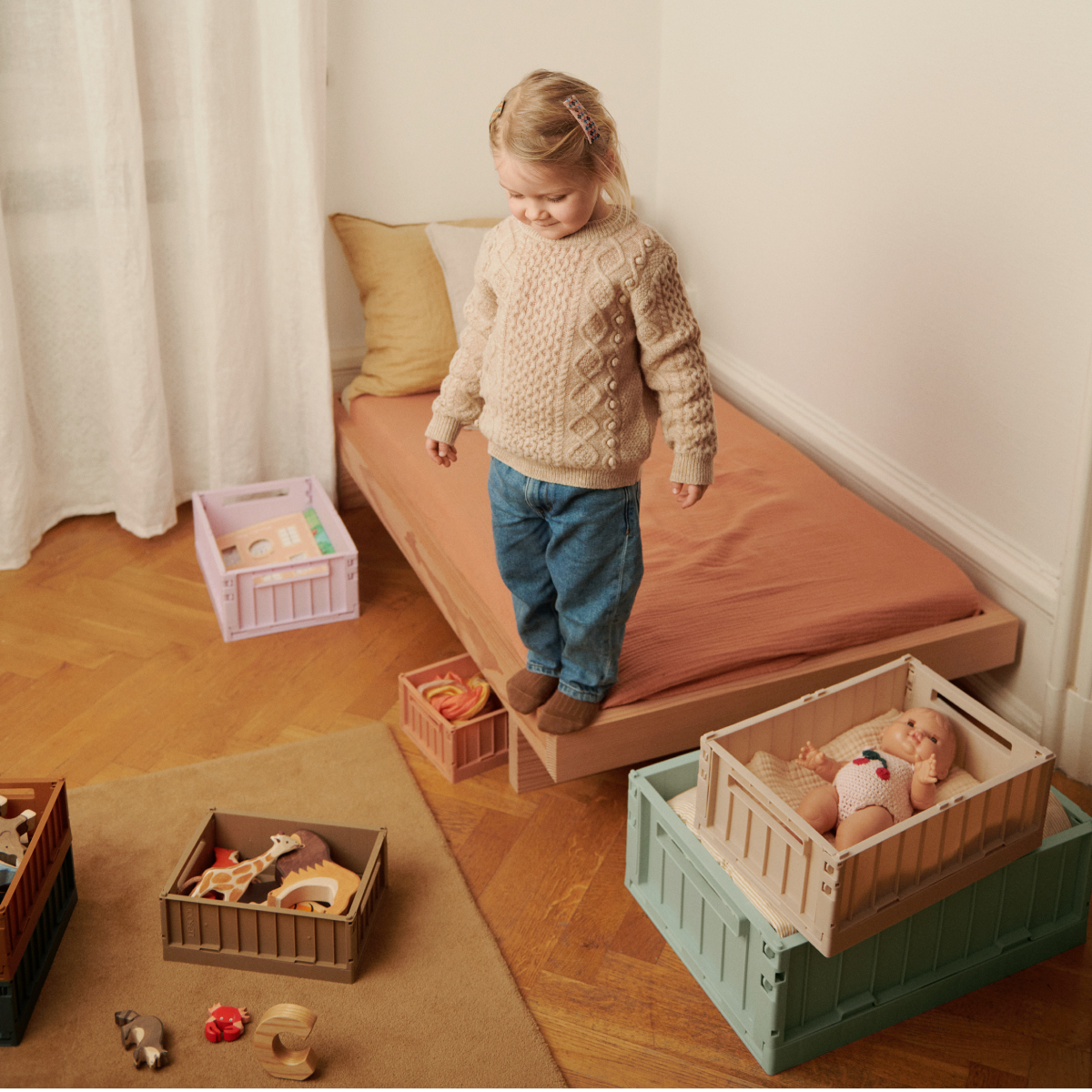 Pack de 2 Caja Plegable Mediana Weston Menta de Liewood