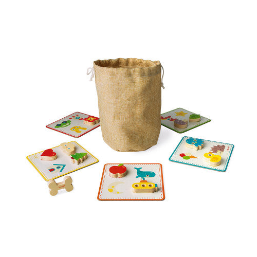 Juego de reconocimiento tactil madera Janod