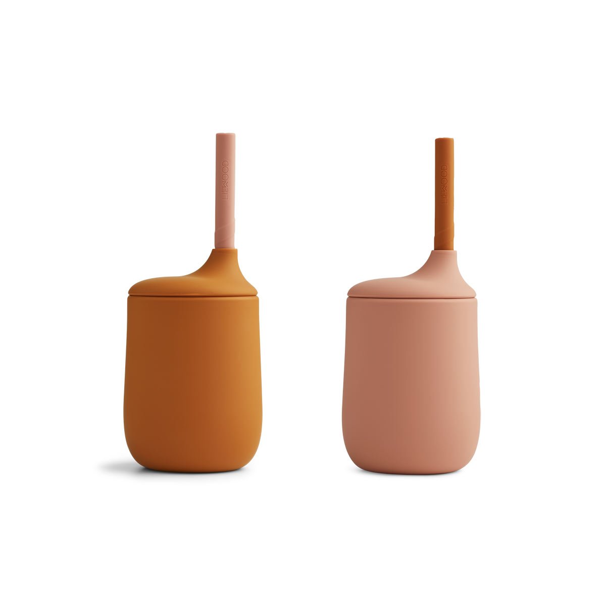 Pack de 2 Vasos con pajita Ellis Mostaza/rosa de Liewood