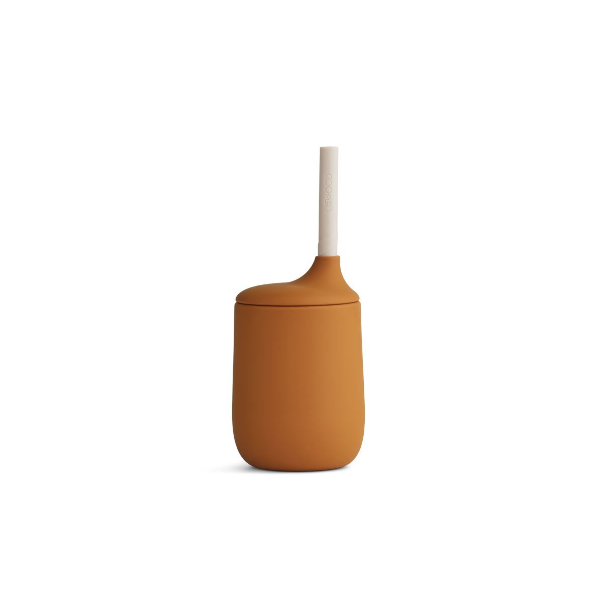 Vaso con pajita Ellis Zippy cup Mustard/sandy de Liewood